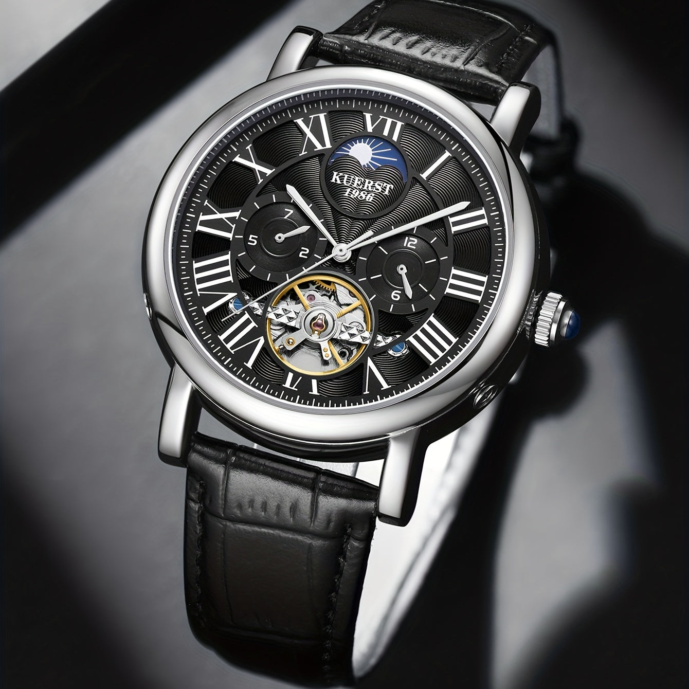 KUERST Teen Watch Automatic Mechanical Waterproof Fly Wheel Watch