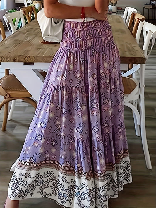Floral Print Elastic High Rise Smock Skirt M