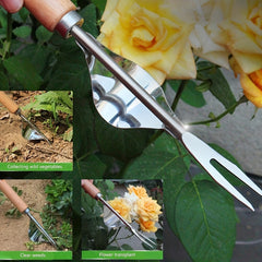Hand Weeding Tool with Wooden Handle for Digging and Transplanting