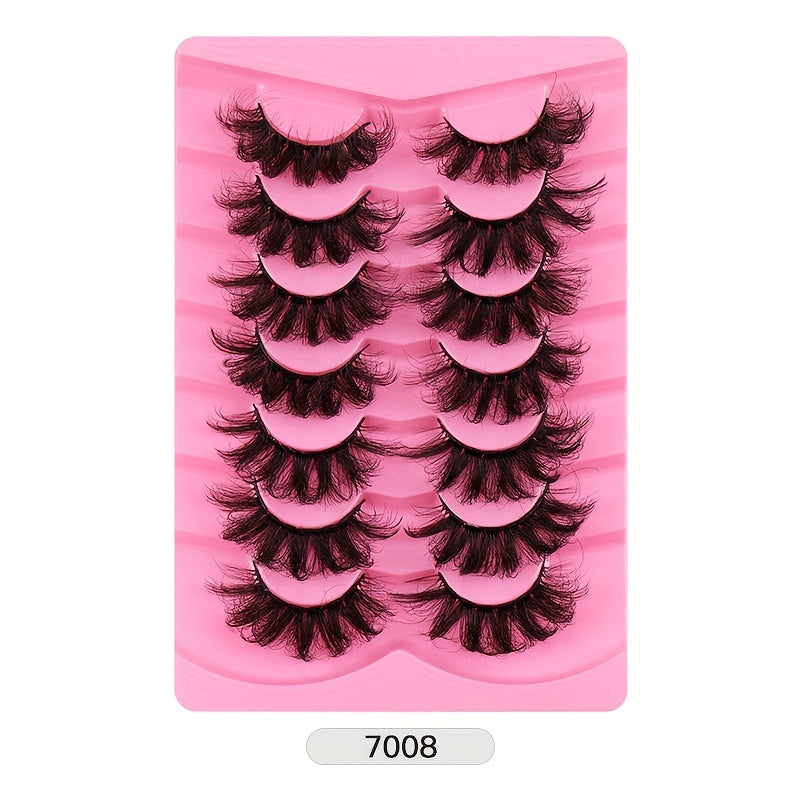 7 Pairs Faux Mink Dramatic False Eyelashes Thick Volume Fluffy Makeup Reusable