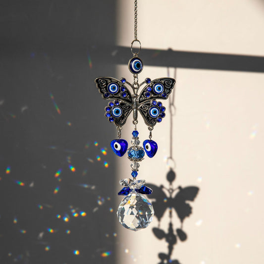 3pcs Evil Eye Suncatchers With Crystal Prism Balls Window Hanging