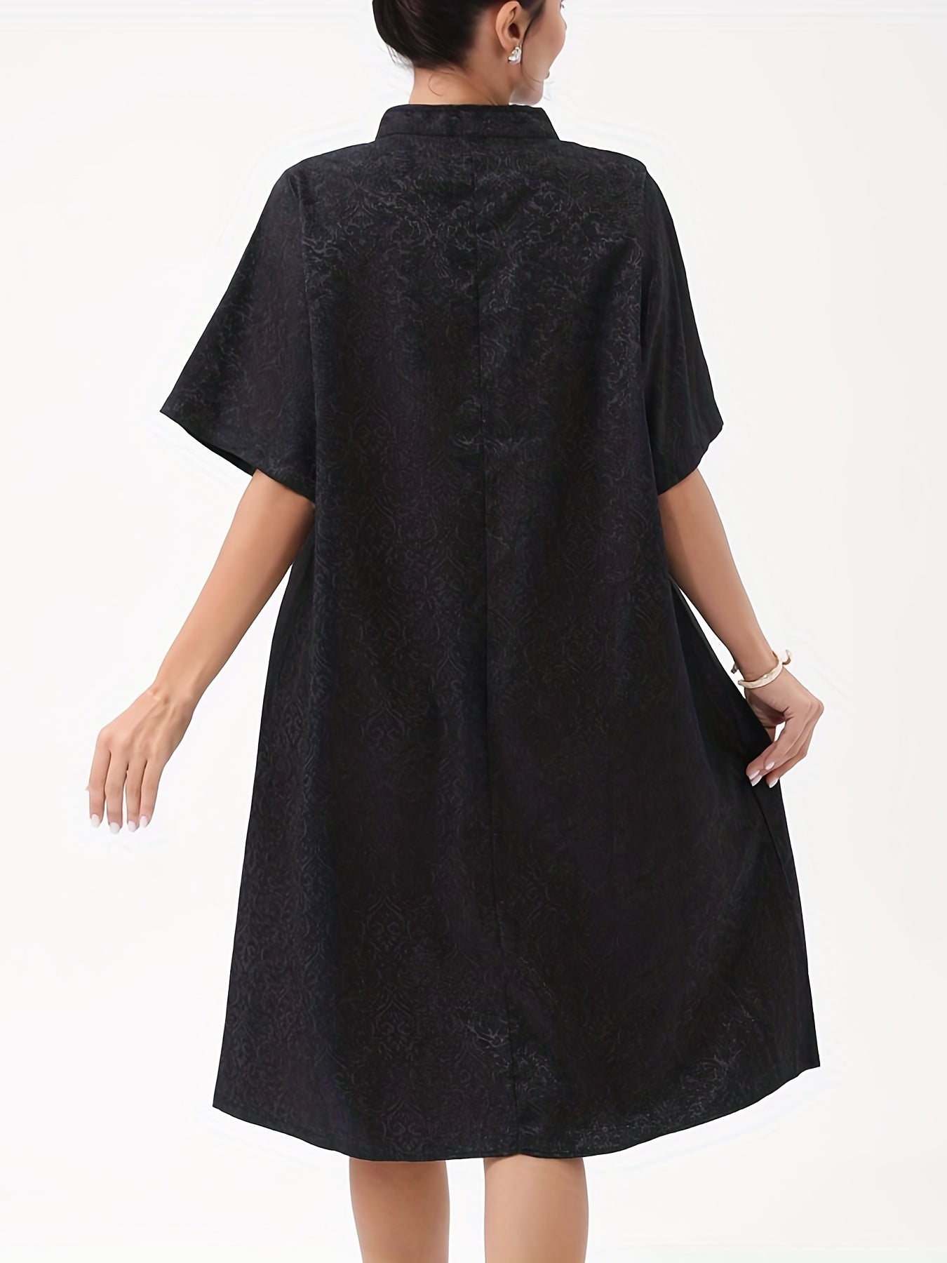  Solid Brocade Jacquard Chinese Style Cheongsam Dress