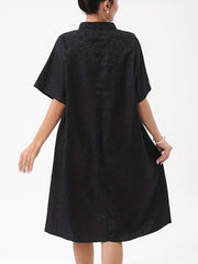  Solid Brocade Jacquard Chinese Style Cheongsam Dress