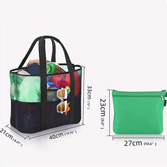 Large Beach Tote Bag Colorblock Storage Toiletry Shoulder Bag