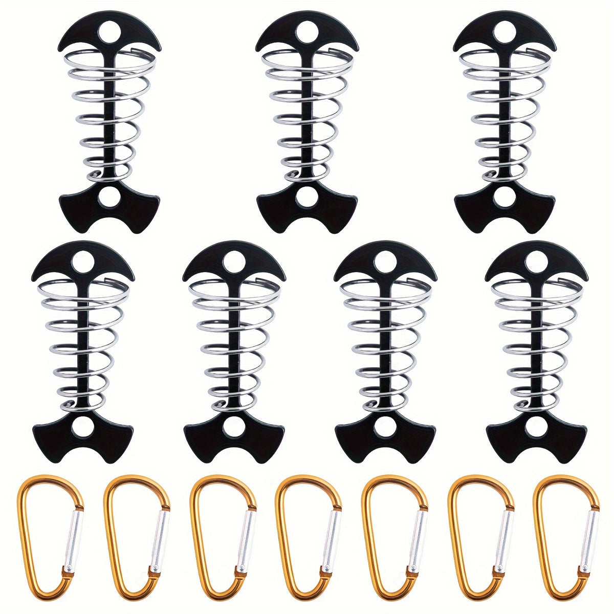 12pcs Tent Ground Anchor Pegs and Carabiners Set