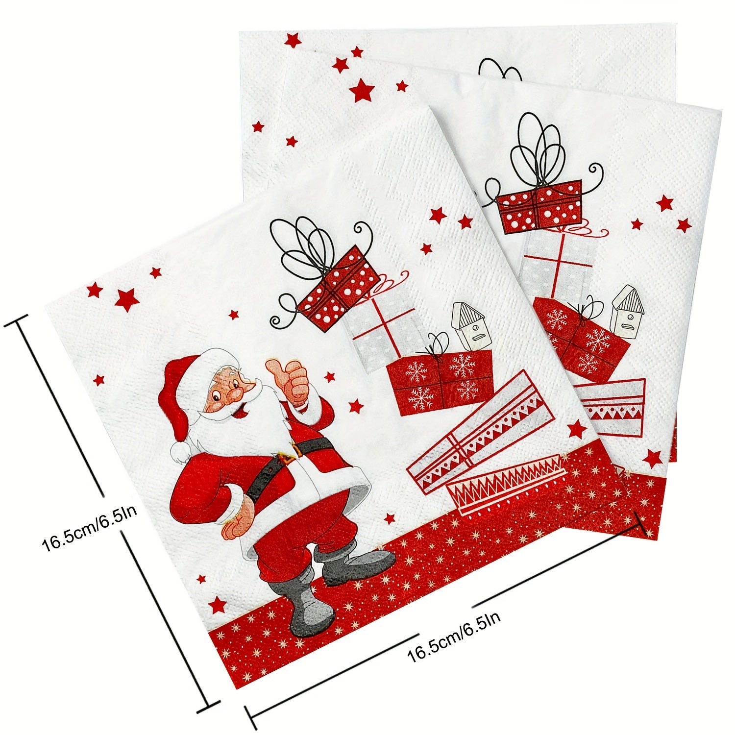 20pcs Disposable Christmas Paper Napkins Western Food Party Printing 33cm