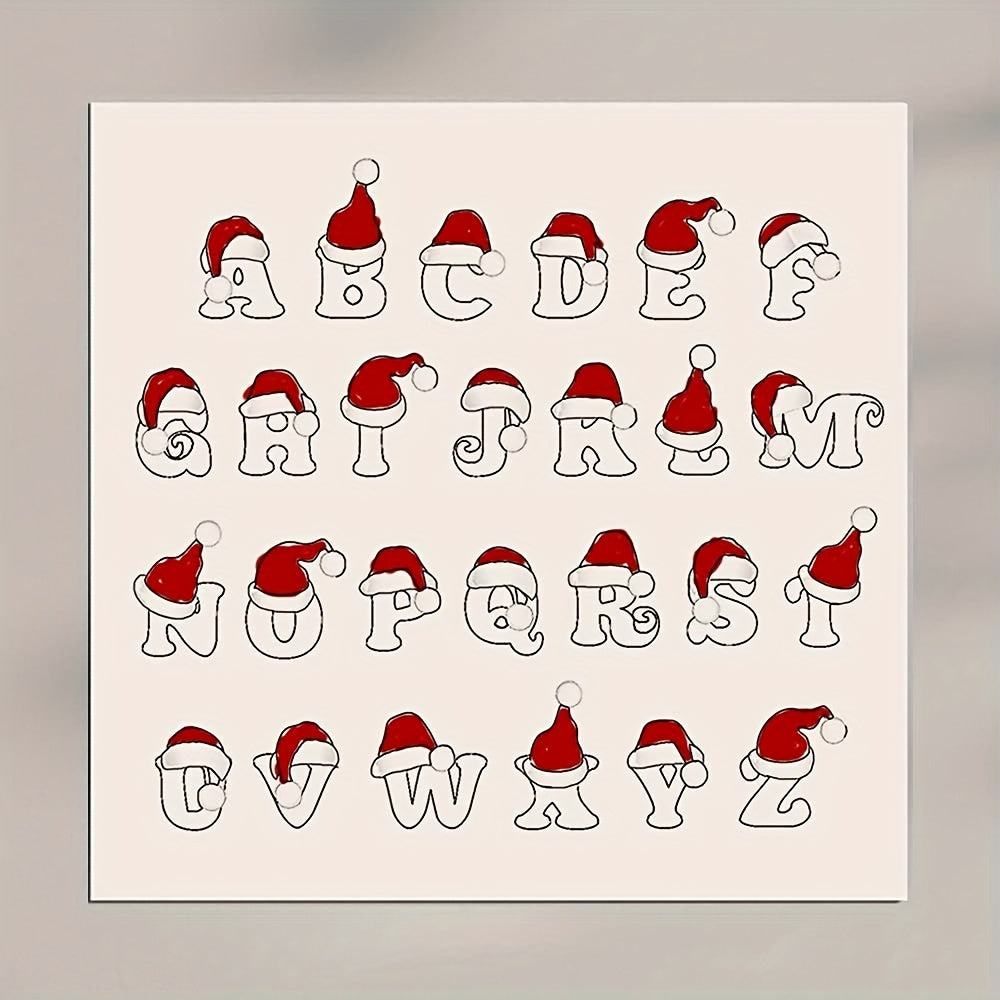 Christmas Alphabet Clear Stamps For Card Making - Santa Hat Letter Stamps