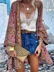  Floral Print Open Front Cardigan