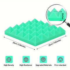 12pcs Green Pyramid Sound Insulation Cotton High Density Fireproof Material