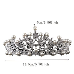 Faux Pearl Crystal Crown Hairband Headband Bridal Wedding Party