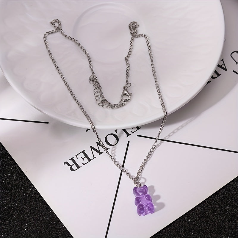 Candy Bear Chain Pendant Necklace For Women Girls Animal Jewelry