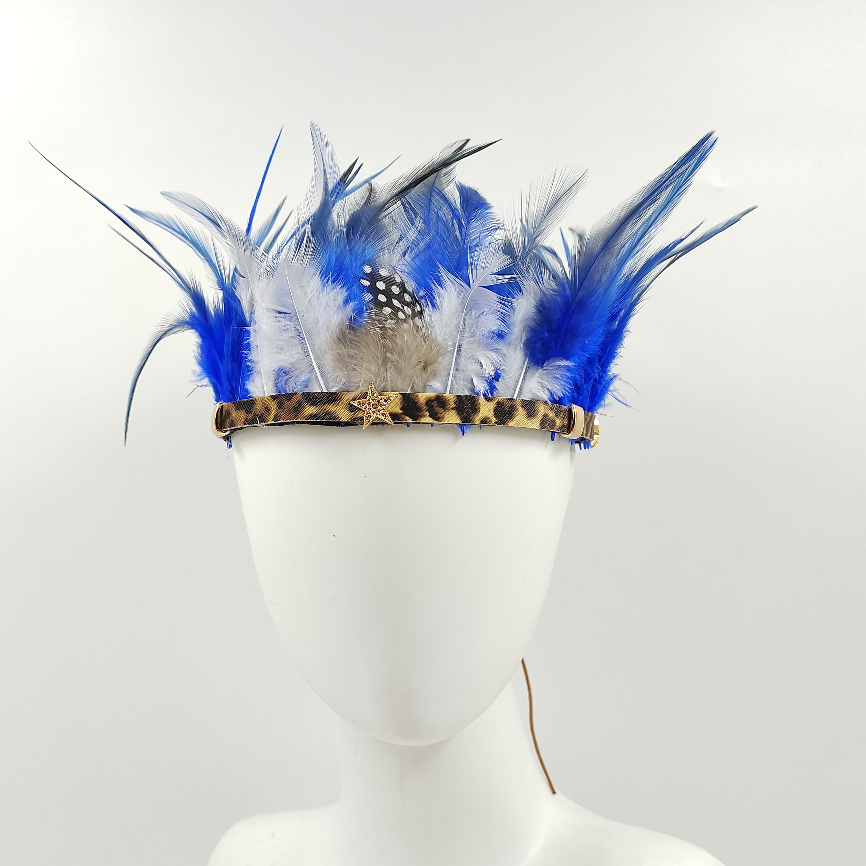 Adjustable Headband with Feathers Star Accents