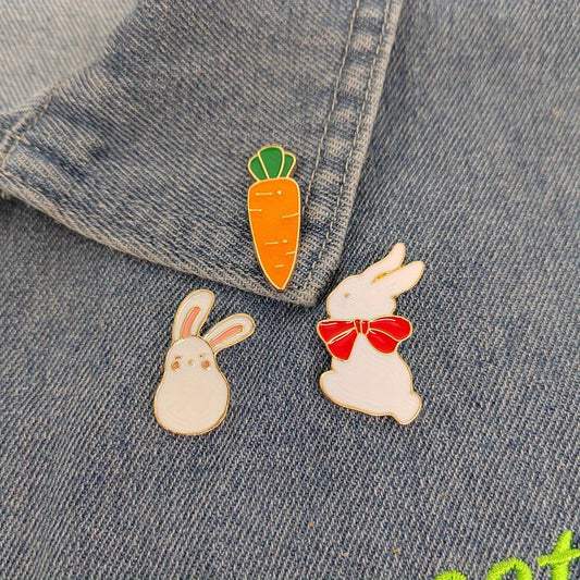 Little Rabbit Alloy Brooch For Girls Creative Cartoon Brooch Clothing Bag Pin