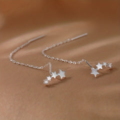 Long Chain Tassel Star Earrings Copper Zircon Jewelry Gift