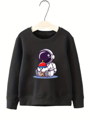 Girls Astronaut Bubble Tea Sweatshirt Long Sleeve Top