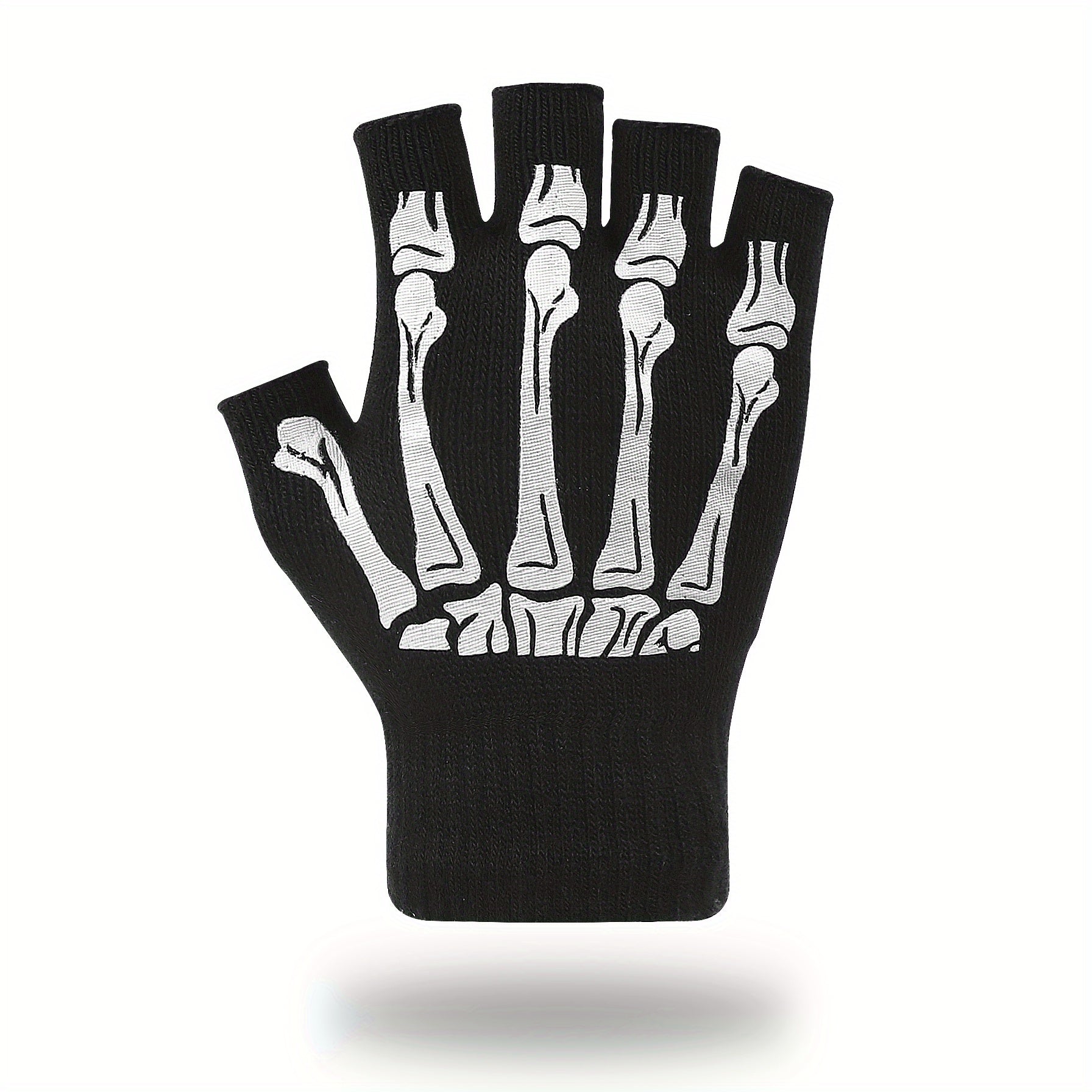 Men's Skull Skeleton Pattern Half Finger Gloves For Outdoor Halloween Gift
