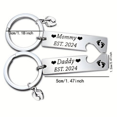 Engraved Keychains for Mom & Dad - Stainless Steel - Commemorative Gift Set