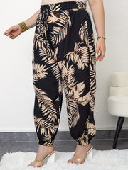  Boho Pants Women Leaf Print Tapered Leg P