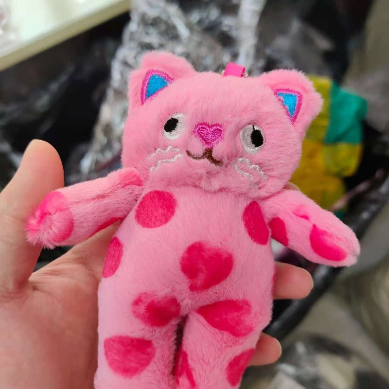 Cute Cat Plush Keychain Bag Pendant Polka Dot Cat Stuffed Animal Toy