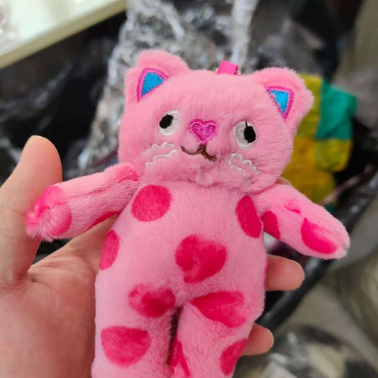 Cute Cat Plush Keychain Bag Pendant Polka Dot Cat Stuffed Animal Toy