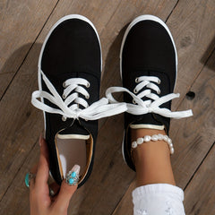 Women's Canvas Lace Up Low Top Sneakers Casual Shoes