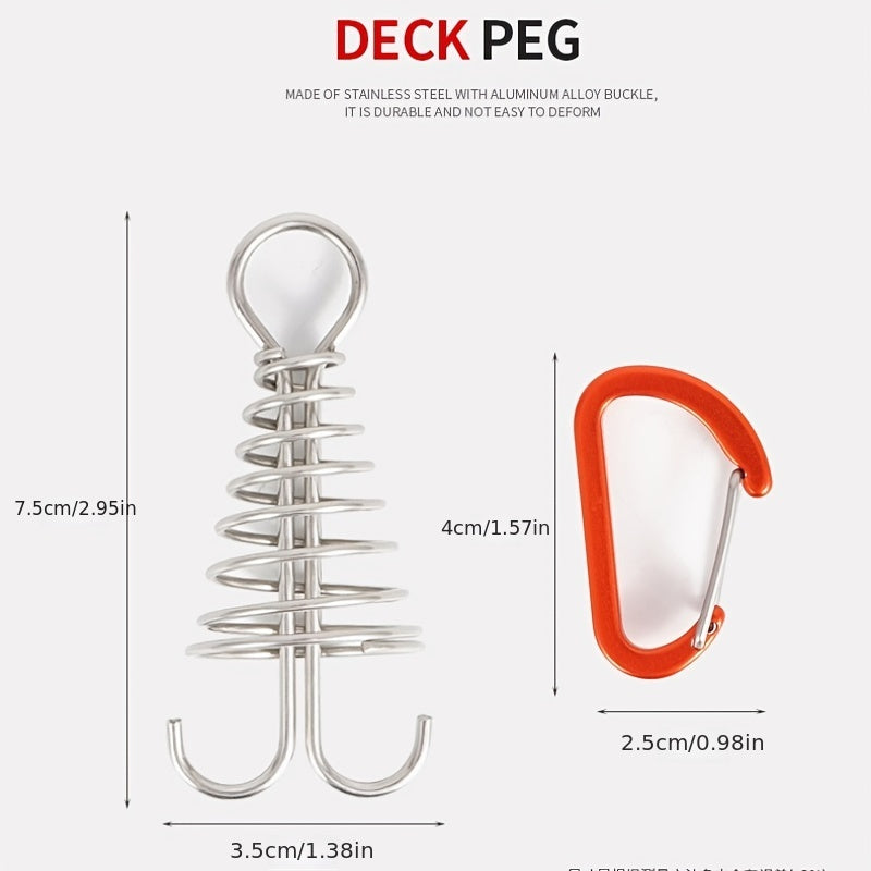 Adjustable Windproof Tent Pegs with Carabiner Clip