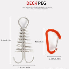 Adjustable Windproof Tent Pegs with Carabiner Clip
