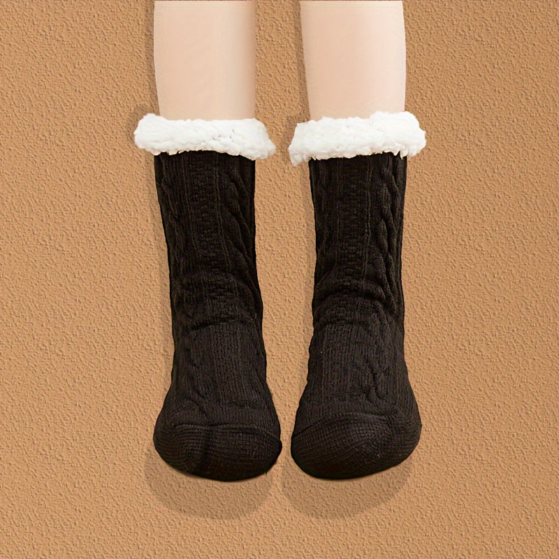 Plush Lined Warm Home Floor Socks Women's Stockings