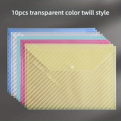 10pcs A4 Clear File Bag Plastic Office Stationery Storage Bag