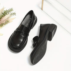 Women's Chunky Loafers Round Toe Slip On Shoes