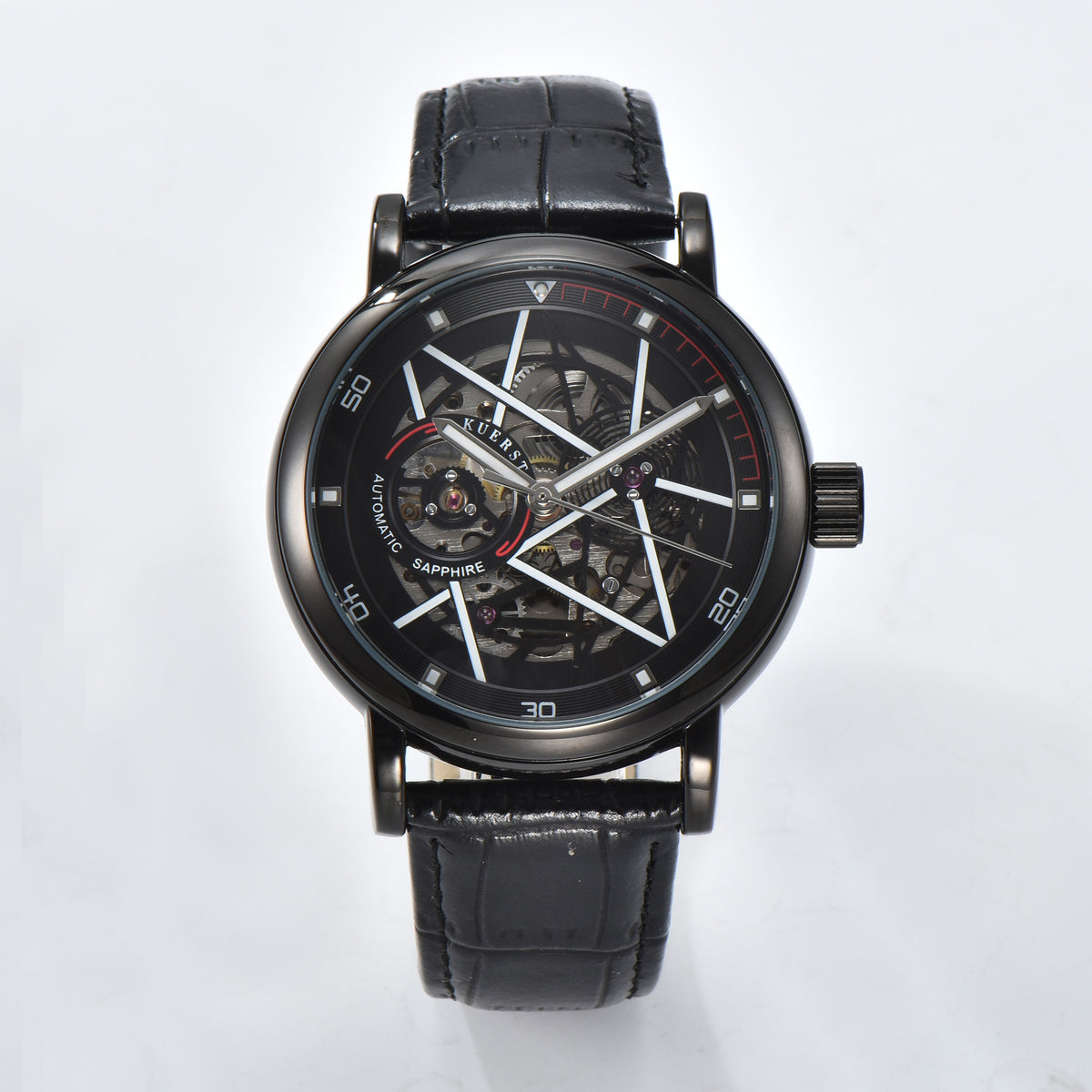 Teen's Luminous Watch Hollow 3D Dial Belt Automatic Mechanical Wristwatch