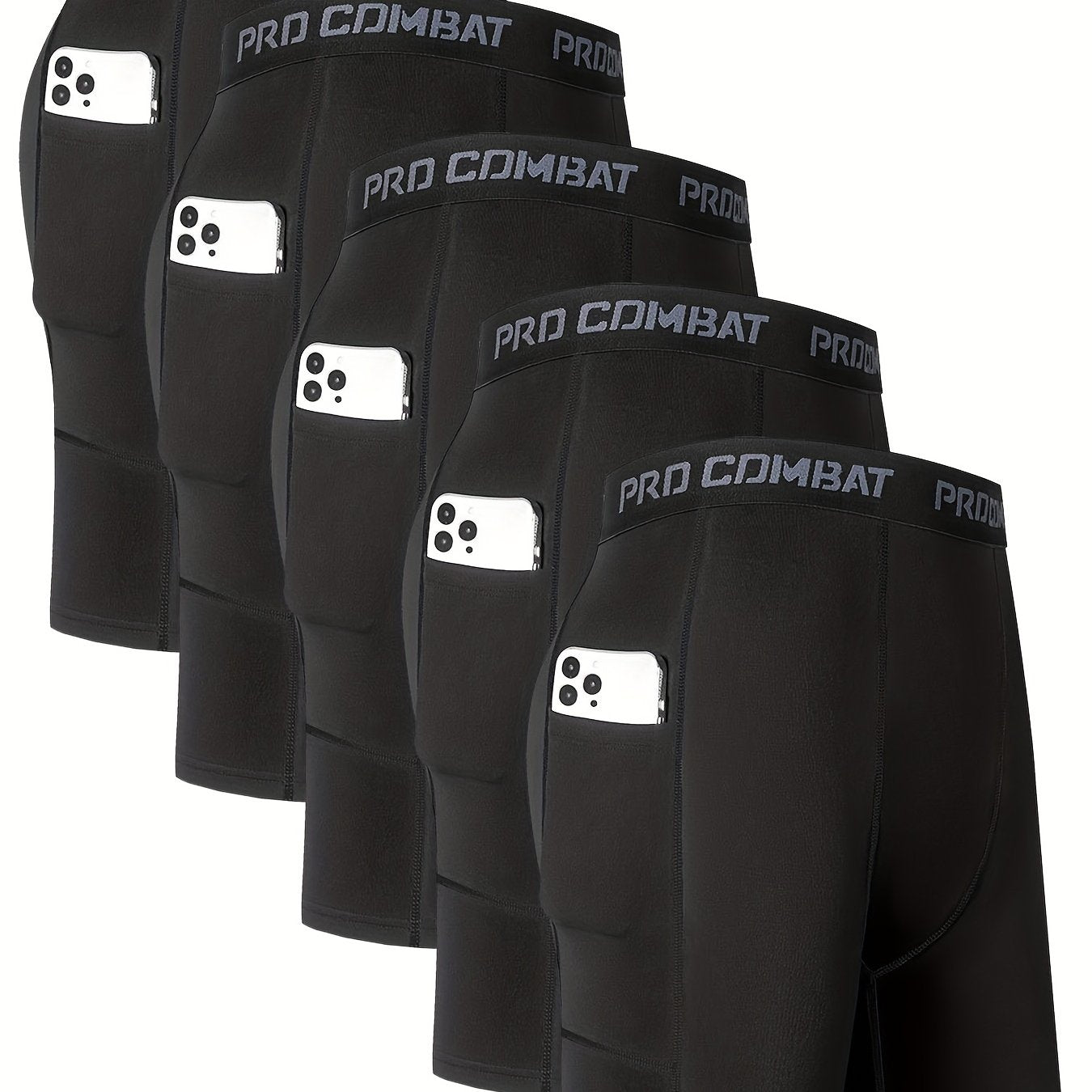 5 Men's Cycling Compression Shorts Pocket Stretch Bike