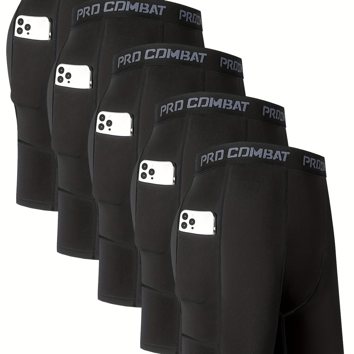 5 Men's Cycling Compression Shorts Pocket Stretch Bike