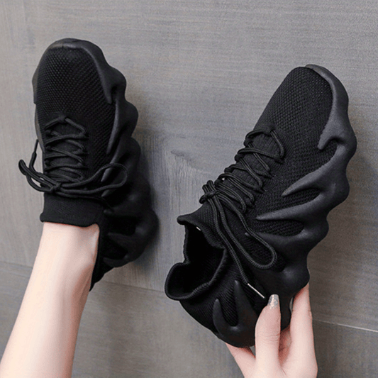 Women's Breathable Knit Sneakers Casual Lace Up Outdoor Shoes