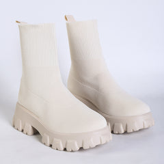 Minimalist Knit Slip On Boots