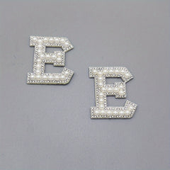 2pcs Pearl Rhinestone Letter Patch Sticker DIY Clothes Decoration