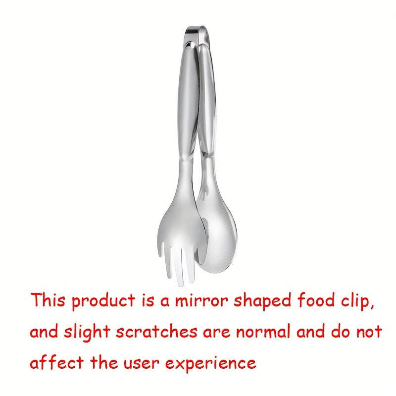 Stainless Steel Food Clip 3-In-1 Fork & Spoon Tong Kitchen BBQ Tong