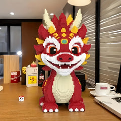 8120pcs Red Kylin Dragon Building Kit Colorful Animal Model Craft Set