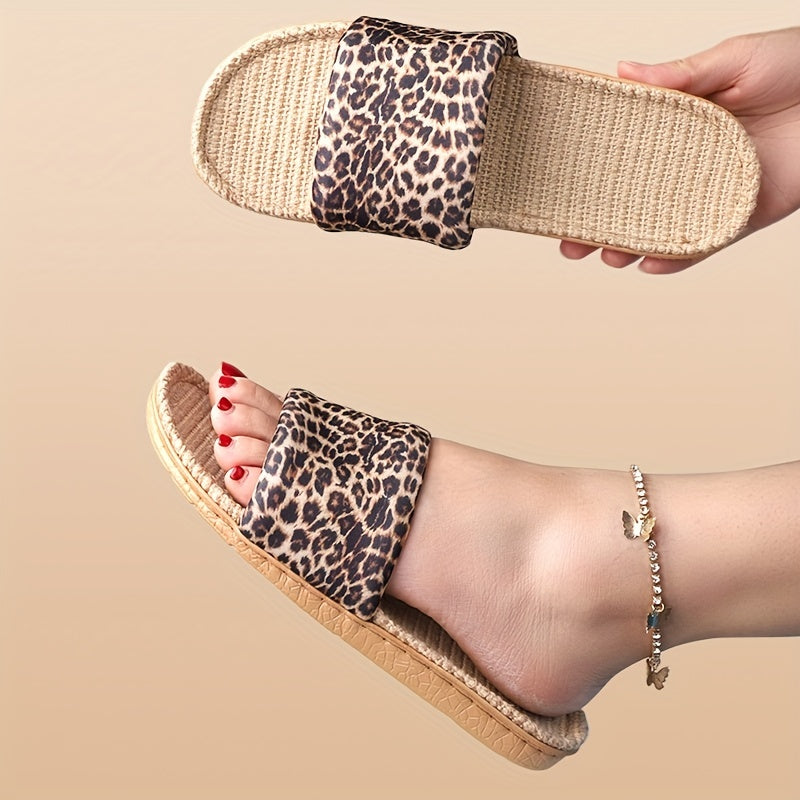 Leopard Print Slide Sandals for Women