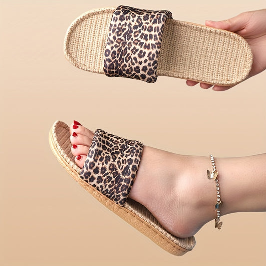 Leopard Print Slide Sandals for Women