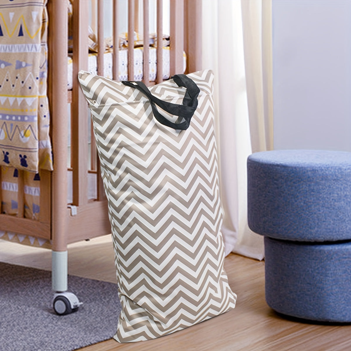 Reusable Hanging Wet Dry Cloth Diaper Pail Bag with Multiple Compartments