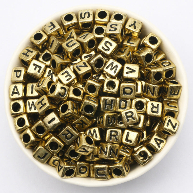 100pcs Antique Acrylic Letter Beads for Jewelry Making DIY Bracelet Necklace