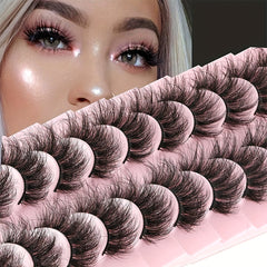 10 Pairs Fluffy Faux Mink Eyelashes for Party Makeup