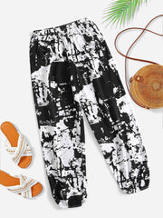 Cloud Print Elastic Spring & Summer Pants Women's Clothing