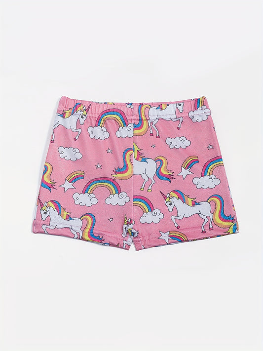 Kids Girls Pony Graphic Sports Shorts High Stretch Yoga Dance-Workout