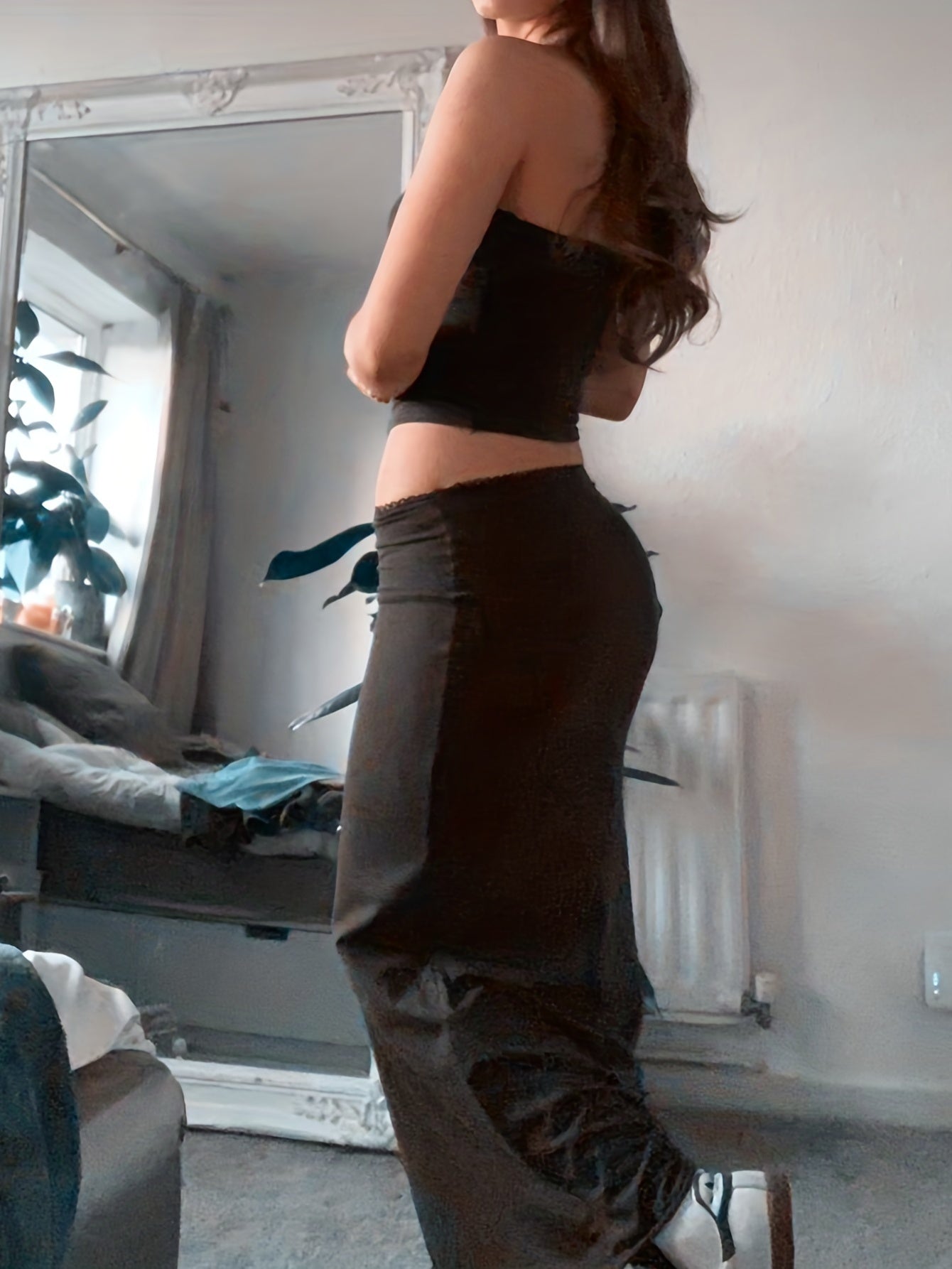 Sexy Two-piece Set Off Shoulder Tube Top & Maxi Skirt