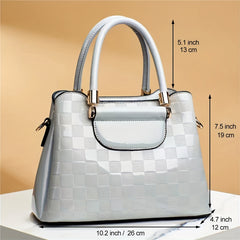 Plaid Pattern Handbag Crossbody Bag Top Handle Purse For Office