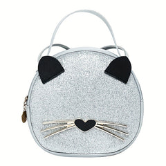 Cartoon Cat Crossbody Bag Small Round Shoulder Bag Coin Purse For Girls