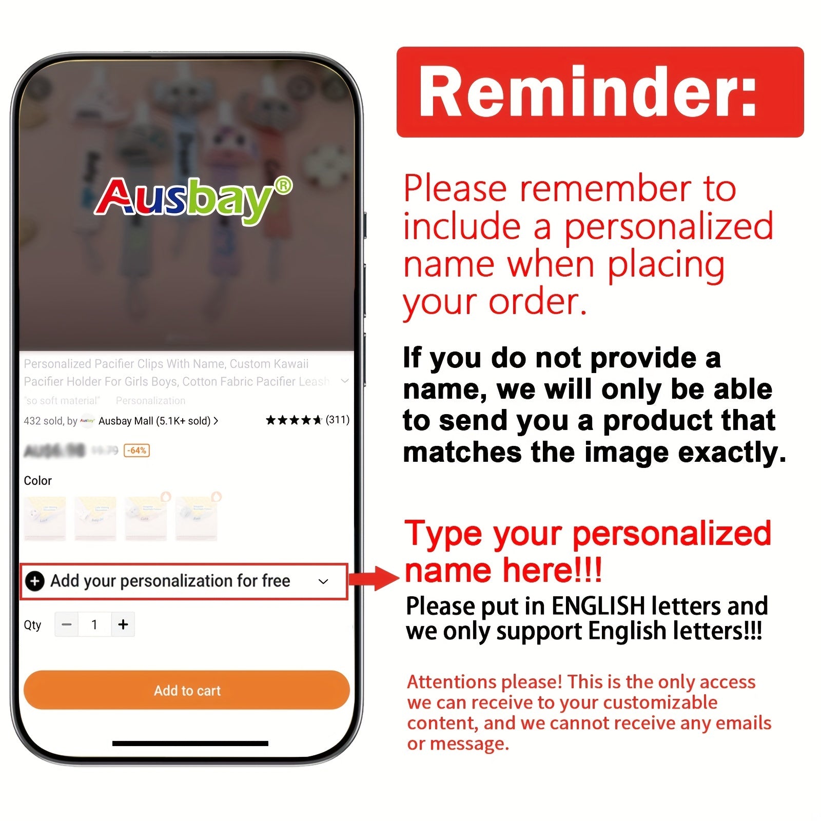 Personalized Silicone Crown Baby Pacifier Chain