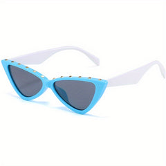 Y2K Cat Eye Sunglasses Rivet Anti Glare Glasses UV400 with Case